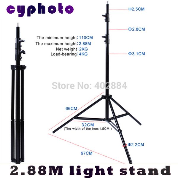 Softbox Photographgic Ekipmanları Stüdyo için Freeshipping 2.88 metre uzunluğunda Flaş ışığı standı