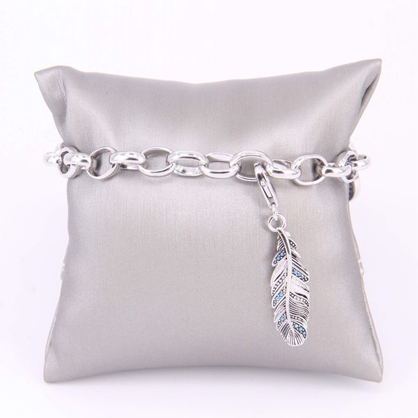 

hemiston thomas style base link charm bracelet with zircon feather lucky charms, glam jewelry soul gift for women ts b274, Golden;silver