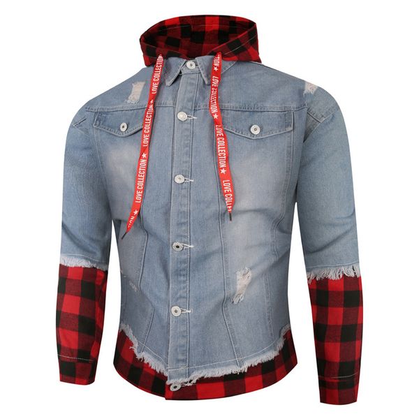 Mens Designer Casacos com capuz Casaco Moda Matching Chapéus para Homens Denim Jackets Streetwear Sweatshirt Hip Hop Jacket Mens Vestuário Plus Size