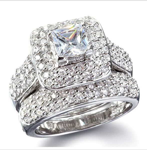 

european and american diamond set wedding engagement ring, Silver