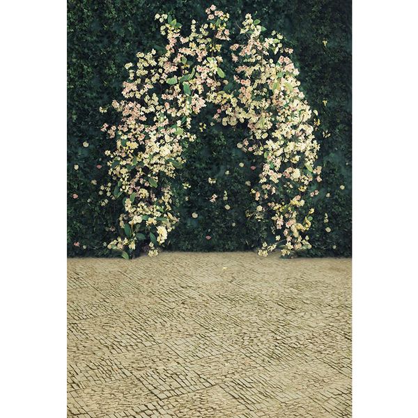 Digital Impresso Vinil Flores Arco Backdrop para Fotografia Plantas Verdes De Parede De Jardim Festa de Casamento Photo Booth Fundo