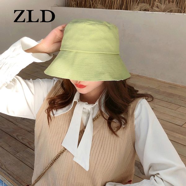 

zld fisherman hat woman autumn winter sunhat man candy color flat bucket hat head outdoor bucket cap cotton new girl, Blue;gray