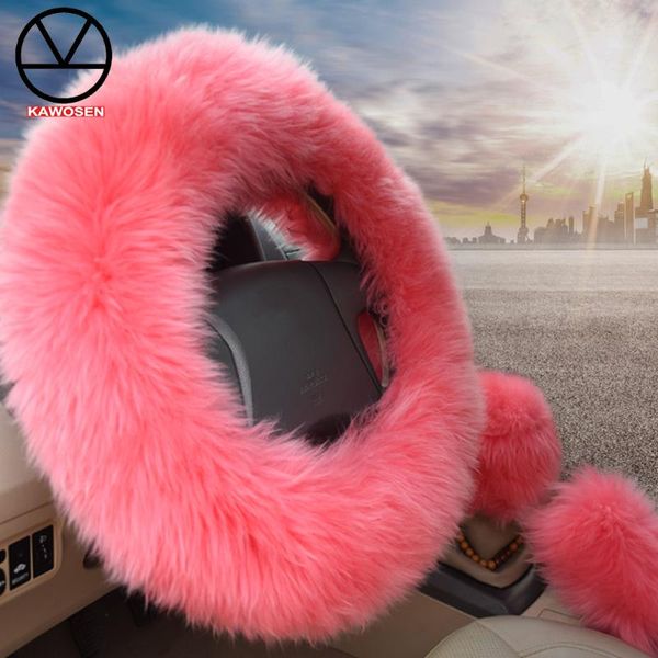 

kawosen 100% sheepskin winter warm wool handbrake cover gear shift cover steering wheel 38cm diameter 1 set 3 pcs wsws01