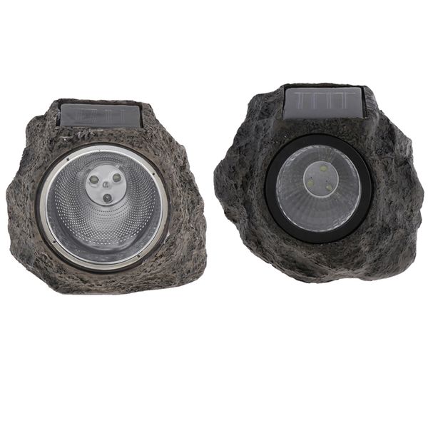 

2pcs resin stone garden statue solar powered garden light