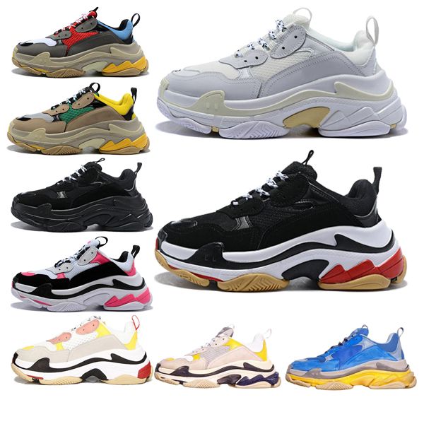 

triple s designer casual shoes paris 17fw low old dad sneaker combination soles boots mens womens fashion high quality, Black