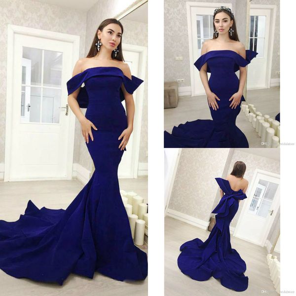 

purple mermaid evening dresses off the shoulder satin sweep train big bow gorgeous prom dress formal party gowns vestido de novia, Black;red