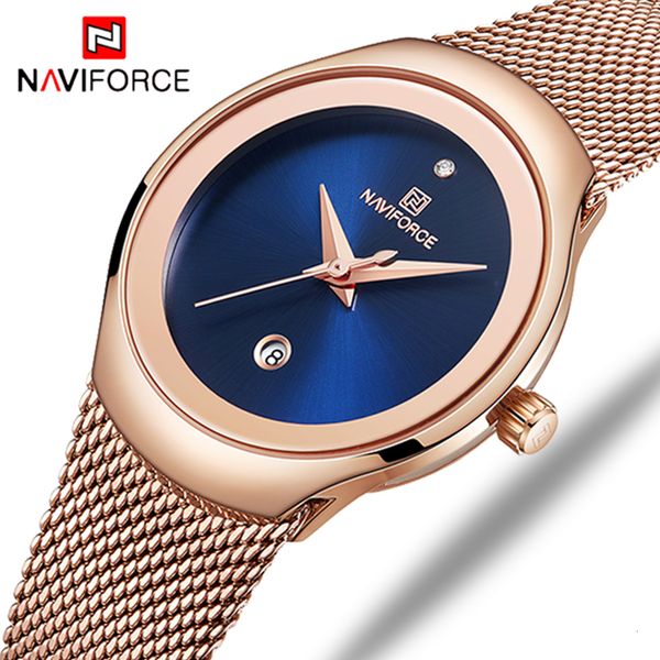 

naviforce women fashion gold quartz watch lady casual waterproof simple wristwatch gift for girls wife saat relogio feminino cj191213, Slivery;brown