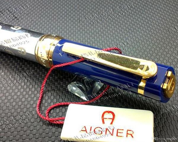 

бесплатная доставка ! ! aigner ручка шариковая ручка косой глава серии смолы и металла синий цвет золотистый / серебристый клип, Blue;orange