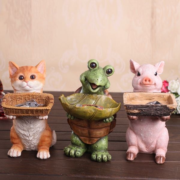 

resin animal home accessories french bulldog dog storage box animal statue crafts living room deskornaments decorations