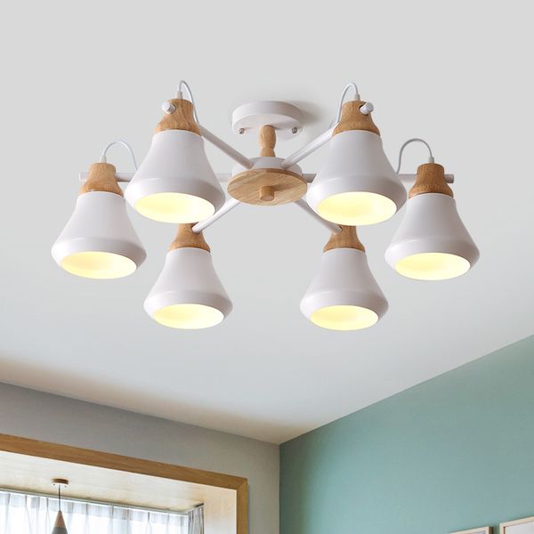 Lustre Wooden Chandelier For Living Room Iron Lampshade Led Chandelier Lighting Lustres Para Sala De Jantar Home Lamp Designer Ceiling Lights Ceiling