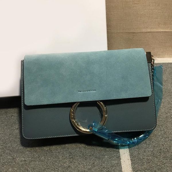 

dusa2019 small square woman genuine smog blue single shoulder messenger airline stewardess package matting a leather bag