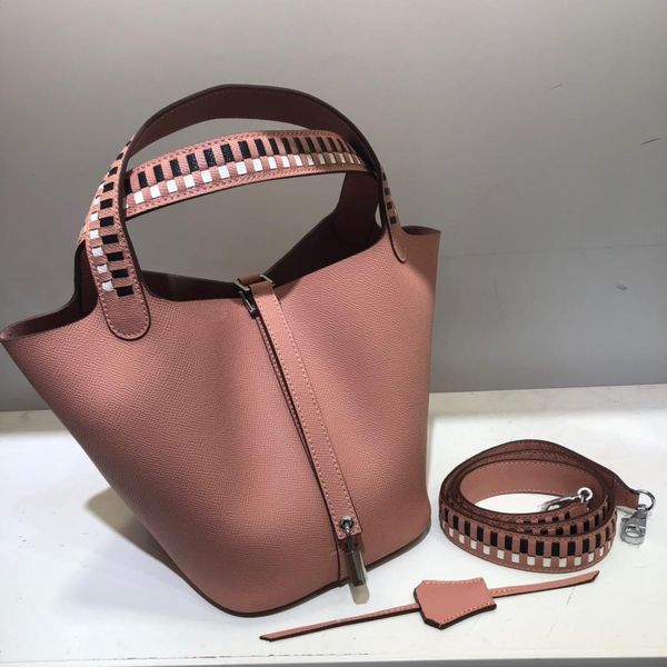 

size 22cm bucket bag open bag fashion designer shoulder bag brand women totes genuine leather fashion bags ing