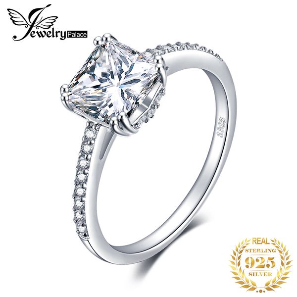 

jewelrypalace princess cz engagement ring 925 sterling silver rings for women anniversary ring wedding rings silver 925 jewelry, Slivery;golden