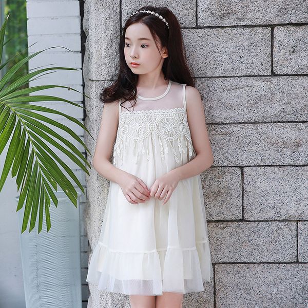 

girls lace dress summer korean children clothing kids girls mesh princess dresses sleeveless party dress for teen girls, #8883, Red;yellow