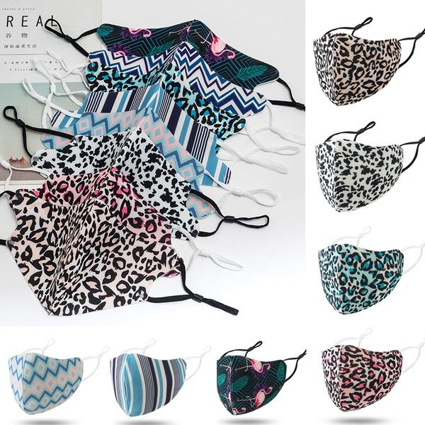 

50pcs designer face mask adult Leopard print black face masks dustproof smog-proof breathable washable mask adjustable ear-buckle mask