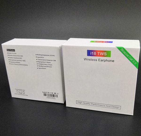 

i18 tws touch5.0 wireless bluetooth headphones support stereo earphones earbuds auto power on auto paring touch using