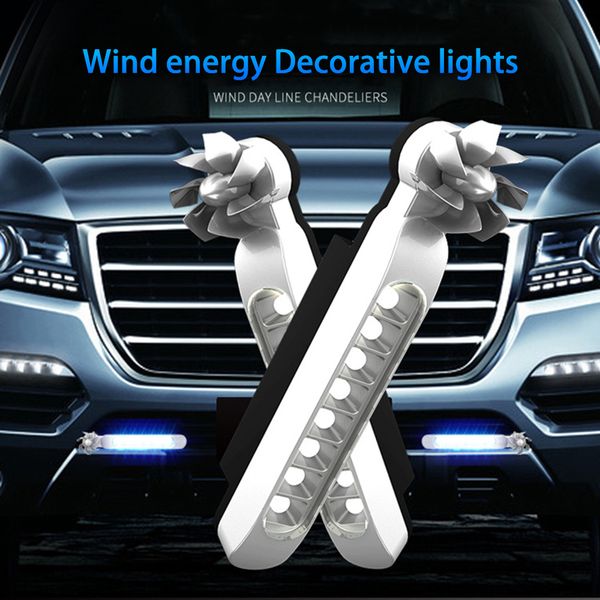

wind driven car front lights with fan rotation for car fog warning 1pair 8led