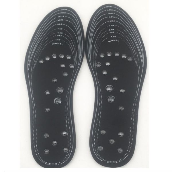 

1 pair massage insoles magnetic therapy for men women promote blood circulation foot magnet health care shoe pads, Black