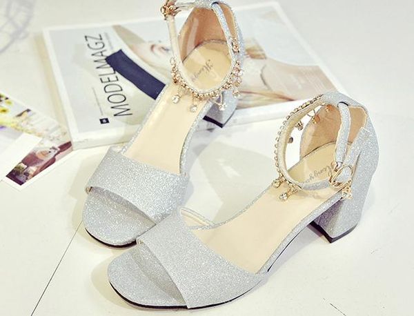 

2019 women's sandals in summer with new style high heel coarse heel @140, Black
