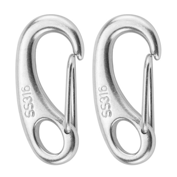 

new 2pcs quick link carabiner stainless steel spring snap hook clips buckle eye clasps keychain marine boat climbing accessories rock protec