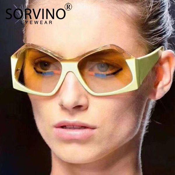 

sorvino desinger oversized irregular sunglasses 2020 women retro 90s lady cool bicolor pilot sun glasses big shield shades sp149, White;black