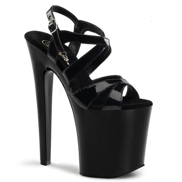 

wholesale model party 20cm high-heels female shoe open-toes ankle-buckle thick platform buckle sandal plus size, Black