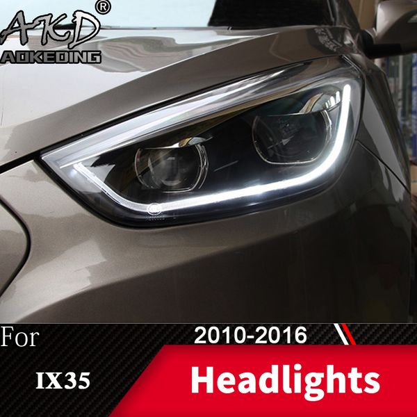 

head lamp for car ix35 2010-2016 tucson headlights fog lights day running light drl h7 led bi xenon bulb car accessory