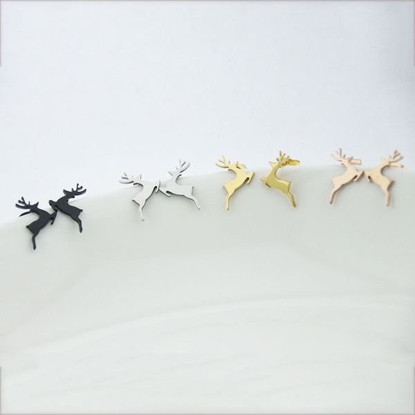 

selling little deer earrings fawn elk earrings studs women kids girls lucky christmas jewelry gift t135, Golden;silver