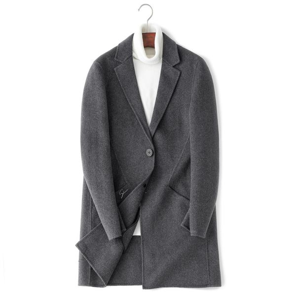 

man two-sided wool wool woollen overcoat self-cultivation long fund nh windbreaker handsome loose coat, Black;brown