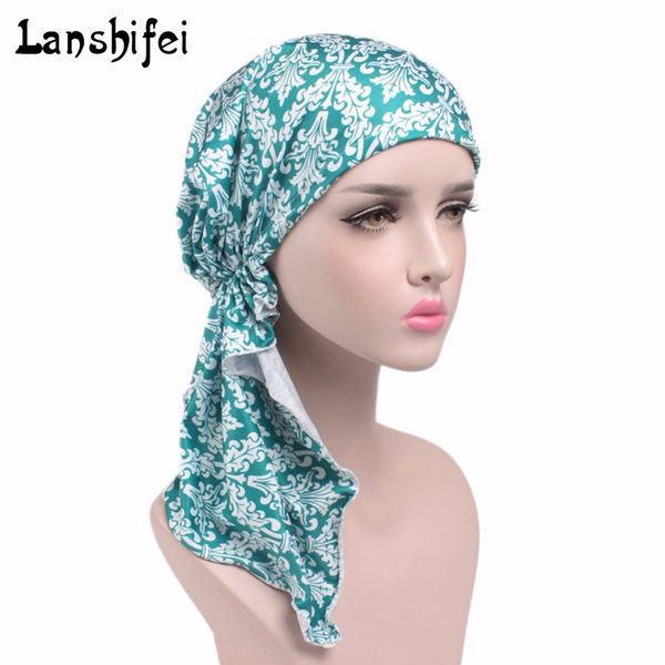 

new arrival 6 colors muslim turban cap women printing elastic cap scarf & winter hats for women skullies girls gorros beanies, Blue;gray