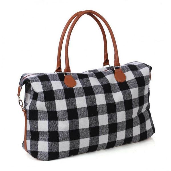 

2 colors buffalo check handbag red black plaid bags large capacity travel tote with pu handle luggage bag casual handbag ca11411-1 10pcs