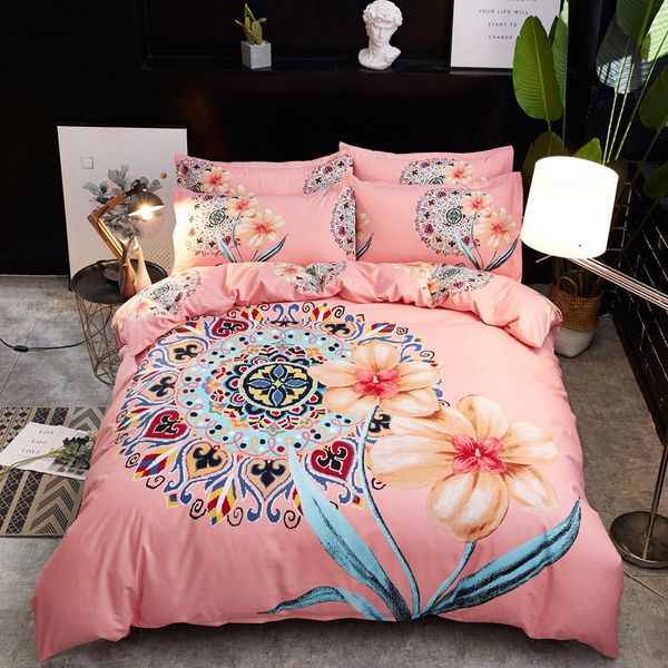 

nordic palace style flower bedding set bright colors duvet cover bohemian floral beddings bed sheet quilt cover pillowcase 4pcs