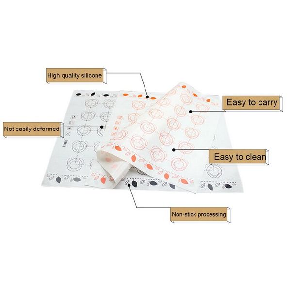 

new fondant bakeware macaron oven baking cake pastry tools sheet dough roll mats pad 40x30cm/29x26cm silicone baking mat