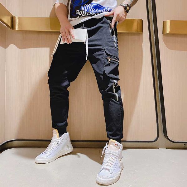 

qa0211 fashion men's pants 2020 runway european design party style men's clothing, Black