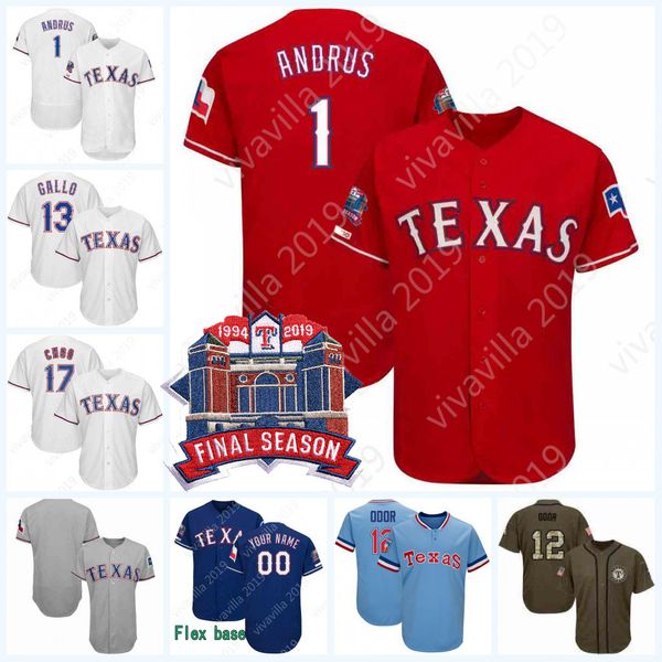 

13 Ronald Acuna Jr.7 Dansby Swanson Jersey Final Season Texas 1 Elvis Andrus 8 Juan Centeno 17 Shin-Soo Choo Rangers Baseball Jerseys