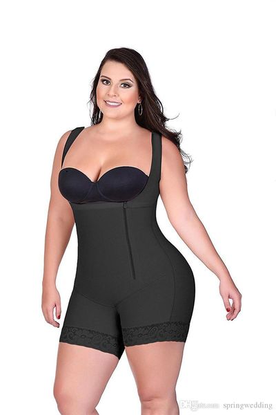

s-6xl zip up tummy control slimming bodysuit body shaper waist trainer with butt lifter butt enhancer for post partum women cpa1121, Black;white