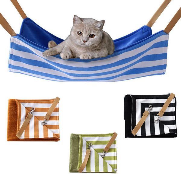 

soft plush stripes pattern pet hammock cage cat kitten hanging bed cushion seat