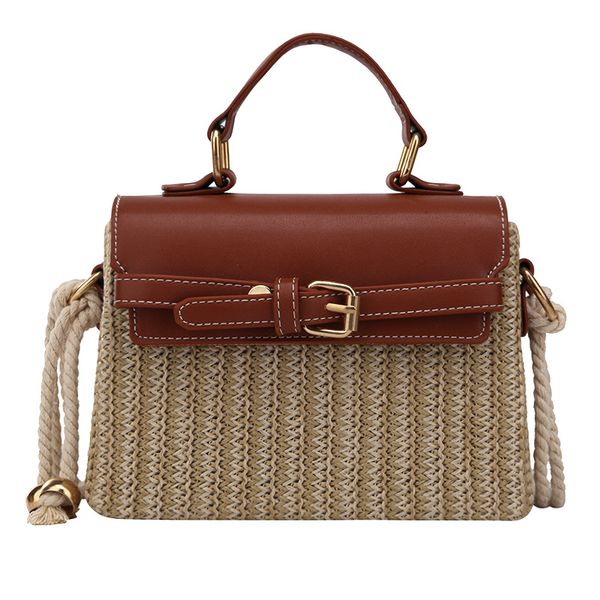 

lady 2020 new tide elegant straw shoulder bag women fashion pu cover patchwork shoulder messenger bags