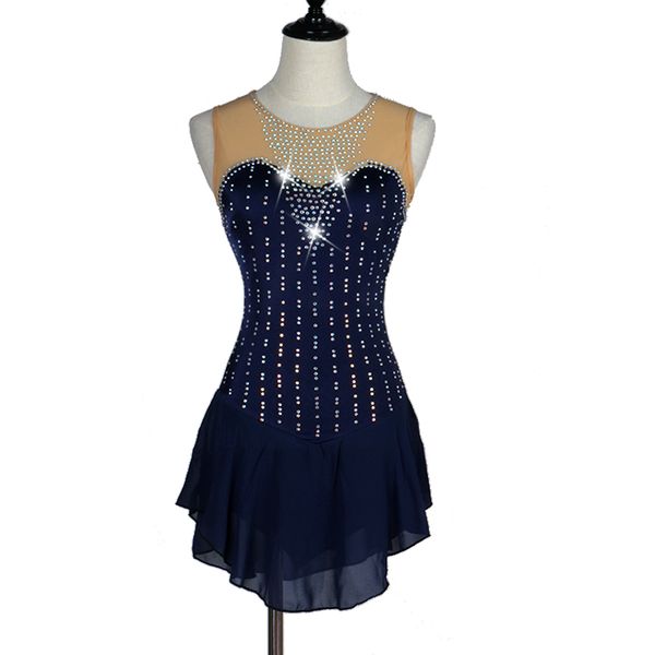 

crystal custom ice skating dress figure skating dress woman girl customizable color size, Black;red