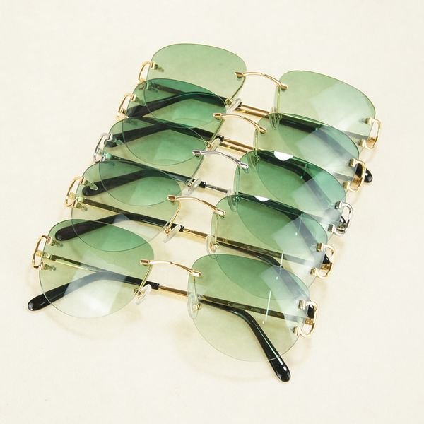 

trendy oval square rimless sunglasses men sun glasses frame outdoor tint color eyeglasses for decoration colorful choice eyewear shades 828, White;black
