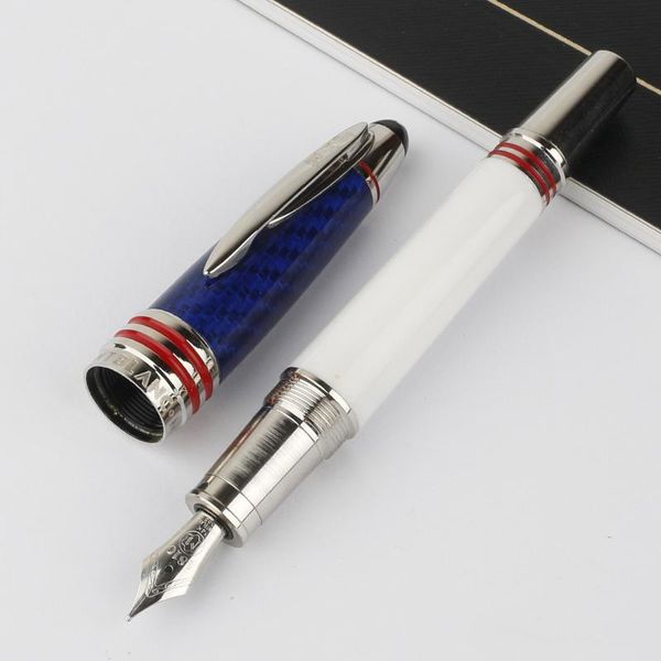 

luxury john f. kennedy carbon fibra blue mt fountian pen/rolelrball pen/ballpoint pen with jfk carving logo brand pens