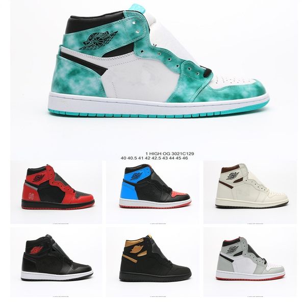

2020 new jumpman 1 high retro basketball shoes for mens 1s athletics sneakers black blue grey red classic sports shoes trainers size 40-46