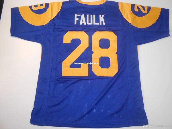 

retro custom sewn stitched #28 marshall faulk blue mitchell & ness jersey s-5xl,6xl men's football jerseys running, Black;blue