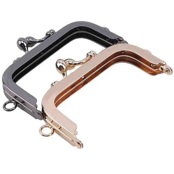 

10.5cm square metal purse frame handle for clutch bag accessories making kiss clasp lock antique bronze tone bags hardware, Black