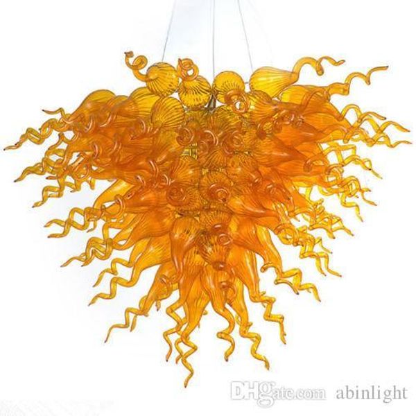 

wholesale 100% mouth blown glass art modern chandeliers amber murano glass led light source art designed hanging led chandelier