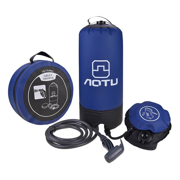 

portable 11l pvc inflatable pressure shower water bag with foot pump for outdoor camping activities or washing car