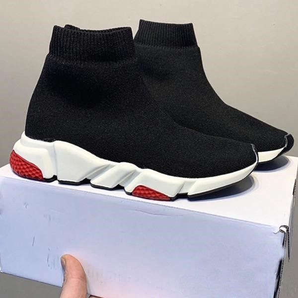 

kids fashion mid-trainer ankle boots running shoes and sports shoes speed stretch mesh high trainer knit sock sneakers, Black