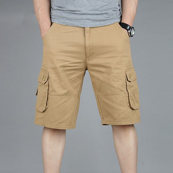 

cargo shorts men cool summer khaki cotton casual men short pants brand clothing comfortable camo cargo shorts 46 large size, White;black