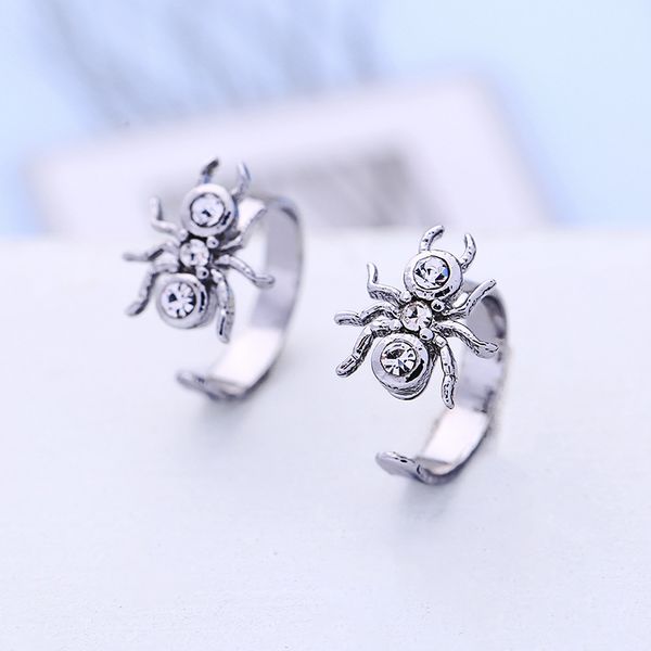 

simple silver spider adjustable hoop earrings alloy zircon spider adjustable fashion hoop earrings for woman jewelry, Golden;silver