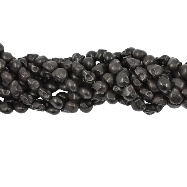 

black synthetic turquoise carved skull jewelry making spacer beads 9 x 10mm